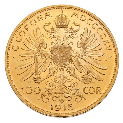 Lot 343 - Austria, One Hundred Corona 1915 Restrike, obv....