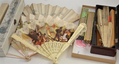 Lot 286 - Assorted fans, fan cases, modern Chinese fans etc