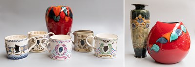 Lot 76 - Five Wedgwood Pottery Commemorative Mugs, by...