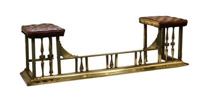 Lot 431 - A Brass and Brown Leather Club Fender, late...