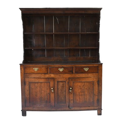 Lot 366 - A George III Oak Enclosed Dresser and Rack,...