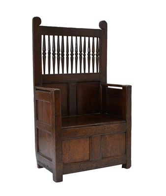 Lot 343 - A Joined Oak Settle, early 18th century, the...
