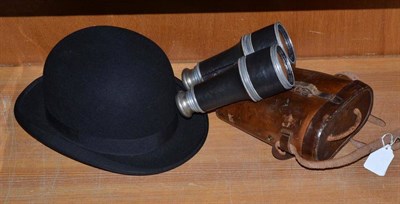 Lot 289 - Bowler hat and a pair of binoculars