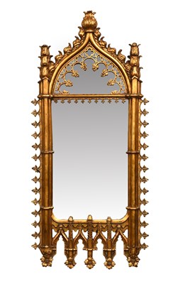 Lot 553 - A Reproduction Giltwood Gothic Revival Mirror,...