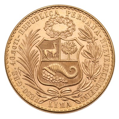 Lot 359 - Peru, One Hundred Soles Oro 1962, obv....