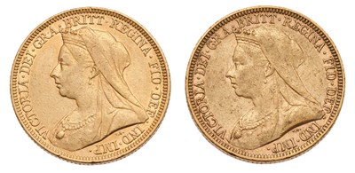 Lot 161 - 2x Victoria, Sovereigns, both 1894, one...