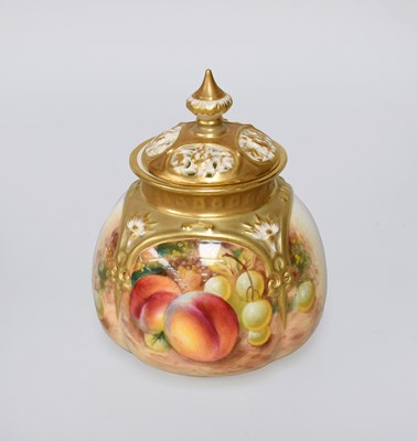 Lot 21 - A Royal Worcester Porcelain Pot Pourri Vase...