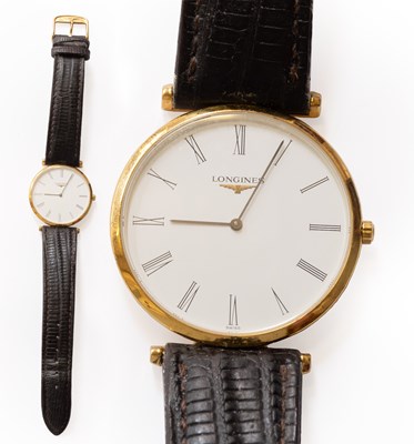 Lot 287 - A Gold Plated Quartz Longines Wristwatch,...