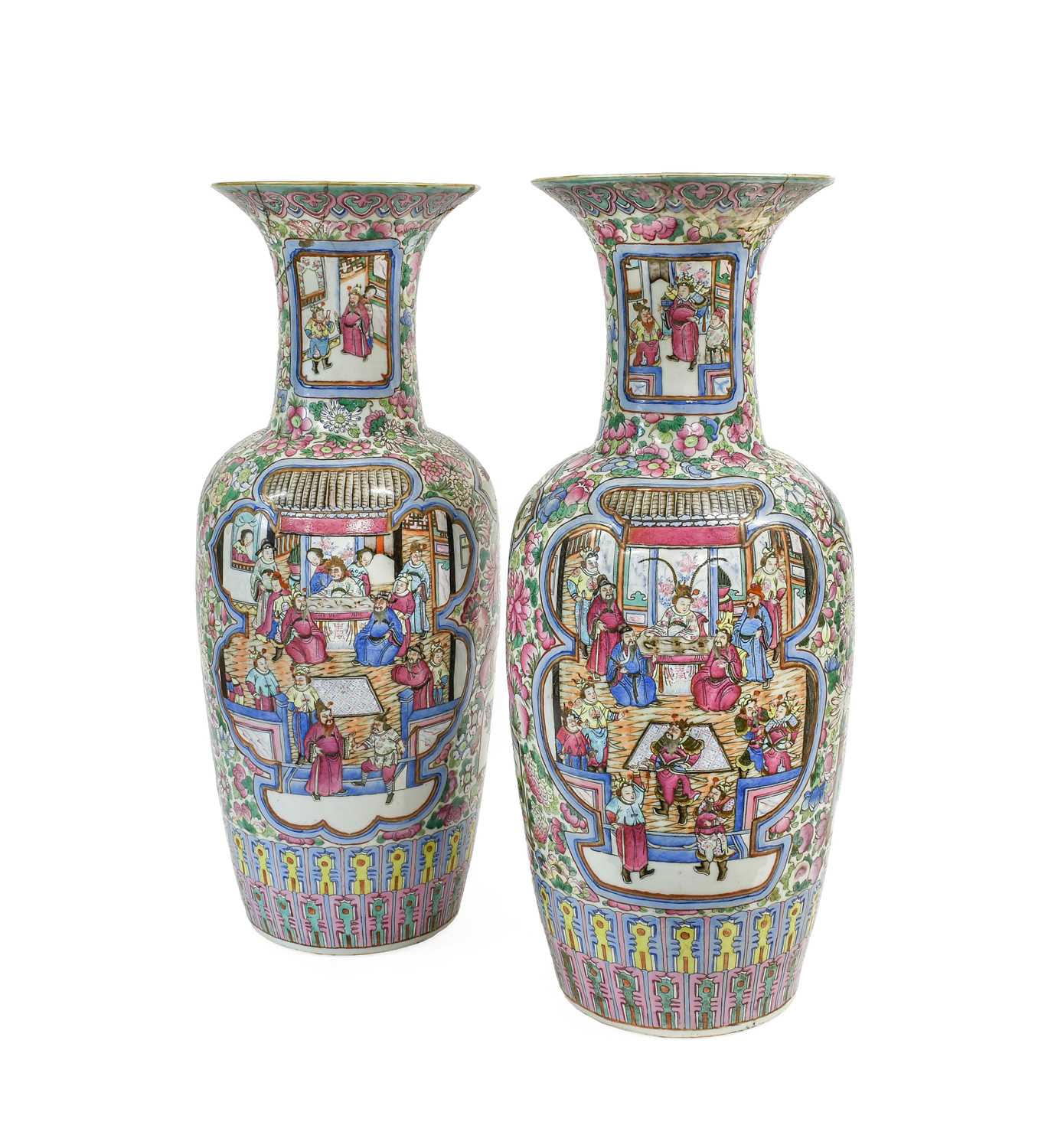 Lot 40 - A Pair of Cantonese Porcelain Vases, mid 19th...