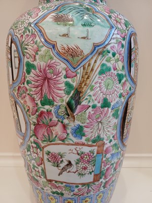 Lot 40 - A Pair of Cantonese Porcelain Vases, mid 19th...