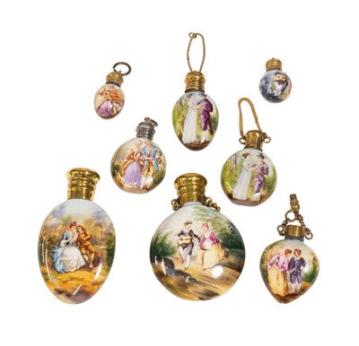 Lot 141 - Eight Various German Porcelain Scent Bottles,...