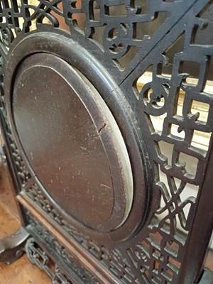 Lot 22 - A Chinese Porcelain-Mounted Hardwood Table...