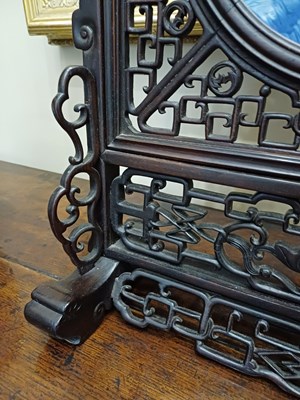 Lot 22 - A Chinese Porcelain-Mounted Hardwood Table...