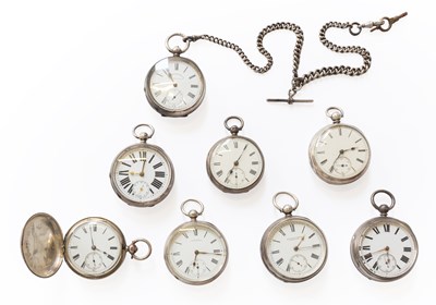 Lot 295 - Eight Silver Open Faced Pocket Watches and a...