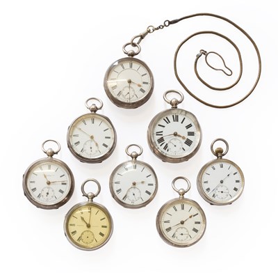 Lot 291 - Eight Silver Open Faced Pocket Watches, (8)