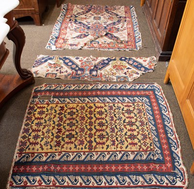 Lot 1309 - 19th Century Seychour Rug Fragment, the pale...