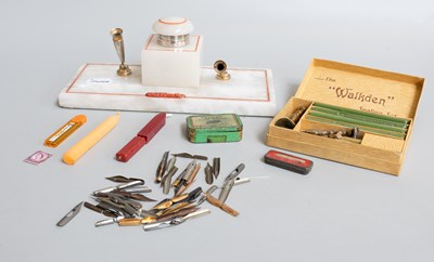 Lot 103 - An Art Deco Marble Inlaid and White Onyx Desk...