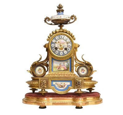 Lot 465 - A French Gilt Metal and Porcelain Striking...