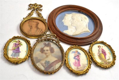 Lot 298 - Portrait miniatures including Napoleon and Josephine jasper plaque