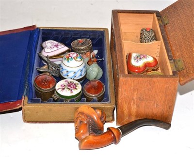 Lot 299 - Musical box, trinket boxes, pipe, etc