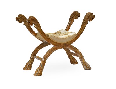 Lot 469 - A Giltwood and Gesso Neo-Classical Curule...