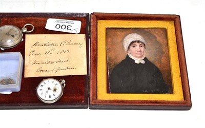 Lot 300 - Miniature in case, Henrietta P Davey and two silver cased miniature pocket watches (3)