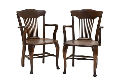 Lot 576 - A Pair of Early 20th Century Oak Office...