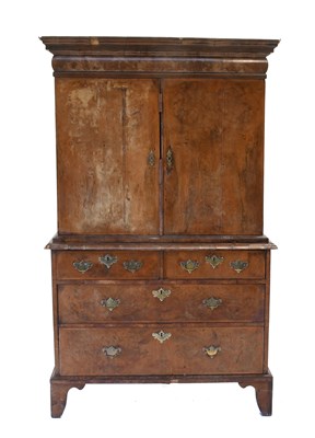 Lot 484 - A George I Figured Walnut Cabinet on Chest,...