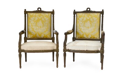 Lot 460 - A Pair of Louis XVI-Style Beech Armchairs,...