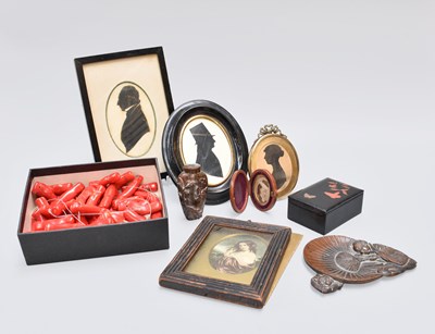 Lot 121 - Three 19th Century Silhouette Miniatures, a...