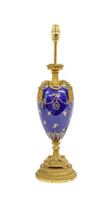 Lot 285 - A Gilt-Metal-Mounted Sèvres-Style Blue-Glazed...