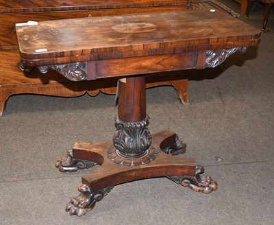 Lot 1420 - A William IV Rosewood Card Table, the carved...