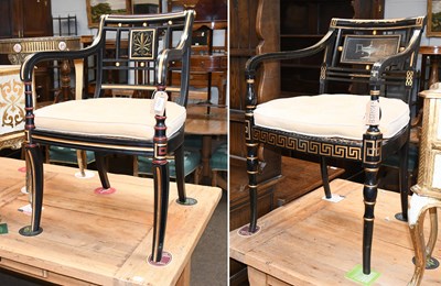 Lot 1450 - Two Similar Parcel Gilt and Ebonized Open...
