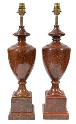 Lot 179 - A Pair of Faux Porphyry Jesmonite Table...