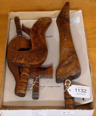 Lot 1132 - Four 19th Century Knitting Sticks/Sheaths with...