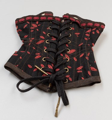 Lot 362 - A Doll's Red and Black Laced and Boned Corset