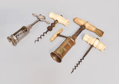 Lot 18 - Four Corkscrews with Bone Handles, 19th...