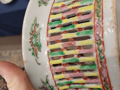Lot 44 - A Cantonese Porcelain Basket, late 19th...