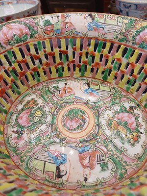 Lot 44 - A Cantonese Porcelain Basket, late 19th...