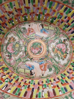 Lot 44 - A Cantonese Porcelain Basket, late 19th...