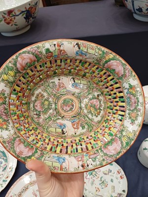 Lot 44 - A Cantonese Porcelain Basket, late 19th...