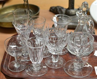 Lot 330 - A tray of glass including an 18th century wine glass