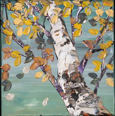 Lot 1173 - Maya Eventov (b. 1965) Birch tree Signed, oil...