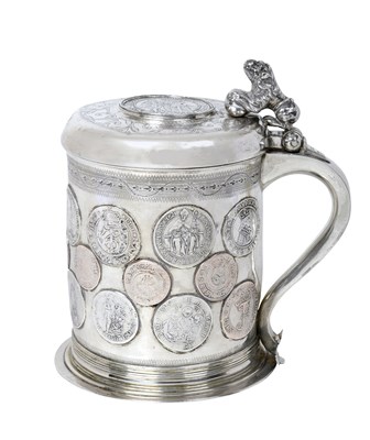 Lot A Scandinavian Coin-Set Silver Tankard