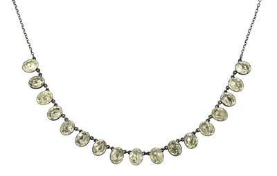 Lot 2428 - A Paste Necklace seventeen chain linked oval...