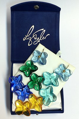 Lot 1094 - A Pair of Earrings, by Baccarat, of floral...