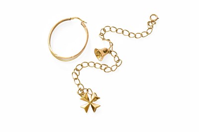 Lot 340 - A Charm Bracelet, stamped '9K', suspending two...