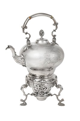 Lot A George II Silver Kettle, Stand and Lamp
