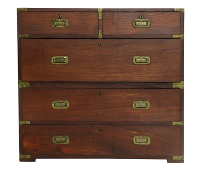 Lot 391 - A Mahogany and Brass-Bound Campaign Chest, mid...
