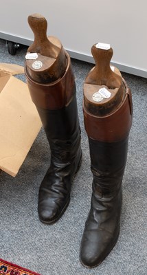 Lot 1180 - A Pair of Leather Riding Boots, with...